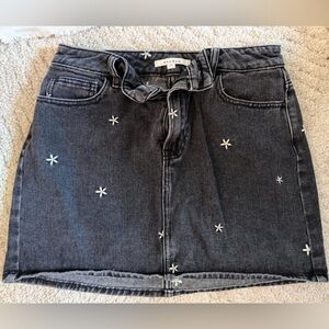 Pacsun Embroidered Black Denim Skirt